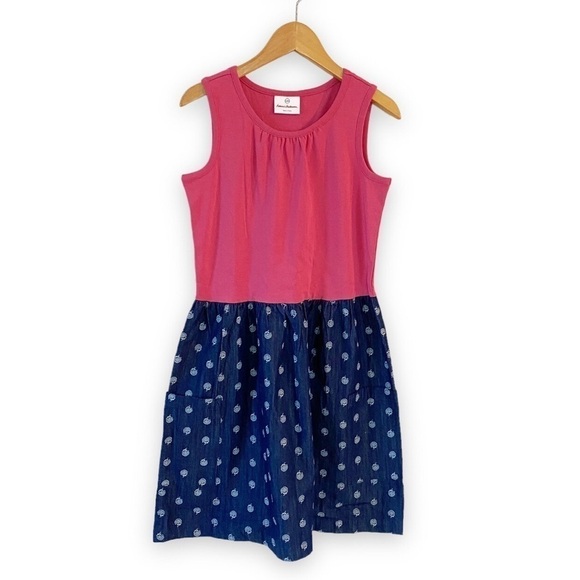 Hanna Andersson Chambray Skirt Summer Dress 140 size 10 floral - Picture 1 of 7